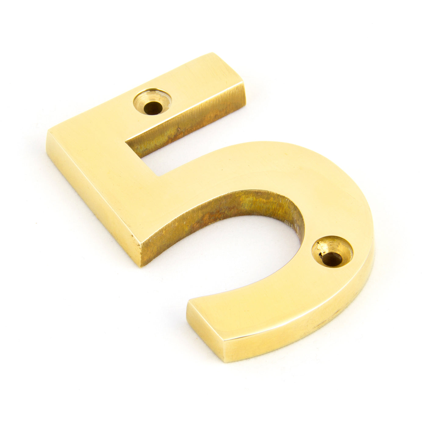 From The Anvil 83715 - Polished Brass Numeral 5 #finish_polished-brass