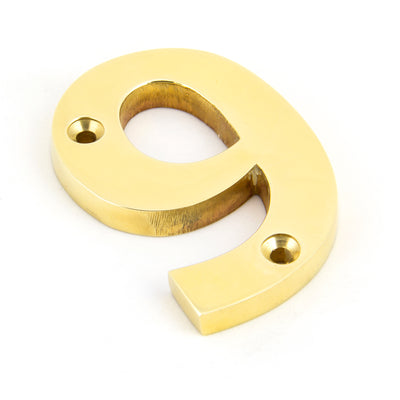 From The Anvil 83719 - Polished Brass Numeral 9 #finish_polished-brass