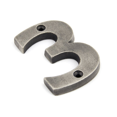 From The Anvil 83733 - Antique Pewter Numeral 3 #finish_antique-pewter