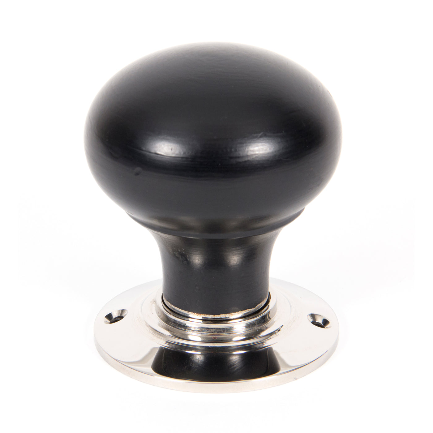 From The Anvil 83838 - Ebony and PN Bun Mortice/Rim Knob Set #finish_ebony-&-polished-nickel