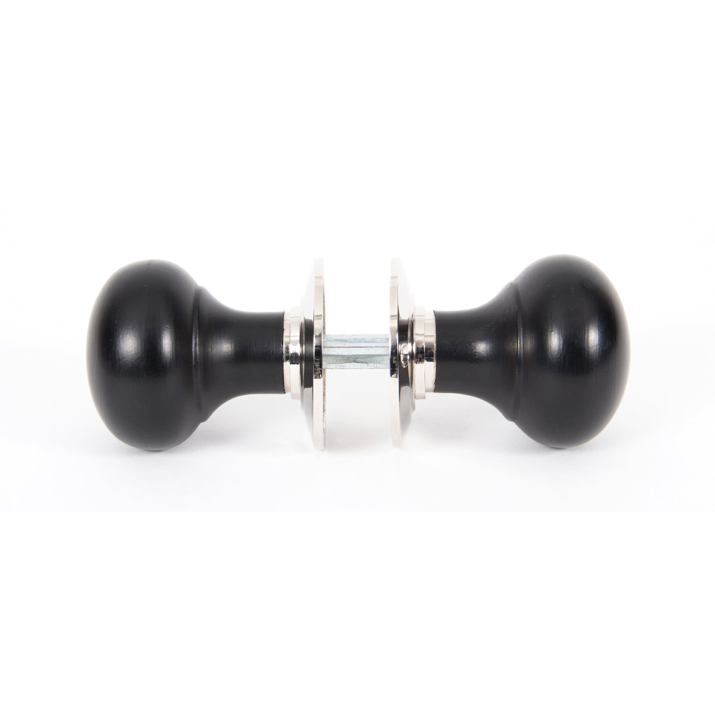 From The Anvil 83838 - Ebony and PN Bun Mortice/Rim Knob Set #finish_ebony-&-polished-nickel