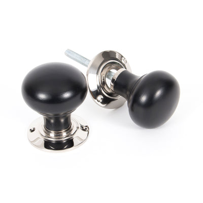 From The Anvil 83838 - Ebony and PN Bun Mortice/Rim Knob Set  #finish_ebony-&-polished-nickel