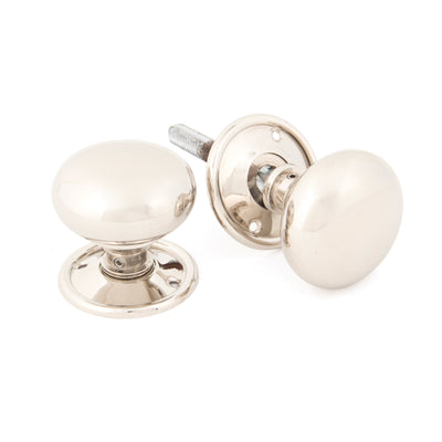 From The Anvil 83839 - Polished Nickel Mushroom Mortice/Rim Knob Set #finish_polished-nickel