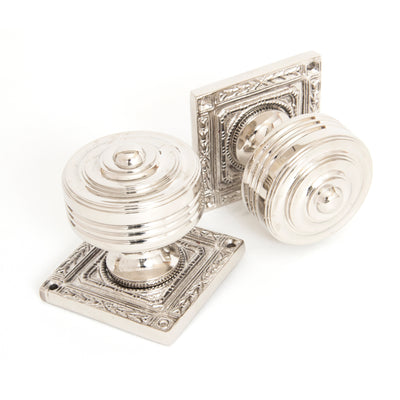 From The Anvil 83859 - Polished Nickel Tewkesbury Square Mortice Knob Set  #finish_polished-nickel