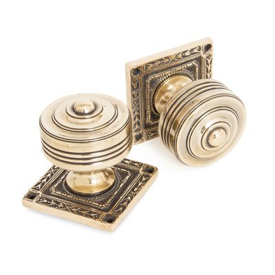 From The Anvil 83860 - Aged Brass Tewkesbury Square Mortice Knob Set  #finish_aged-brass