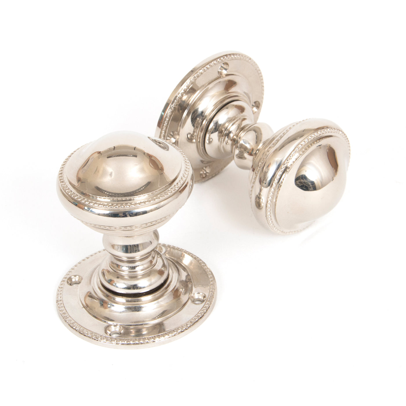 From The Anvil 83861 - Polished Nickel Brockworth Mortice Knob Set  #finish_polished-nickel