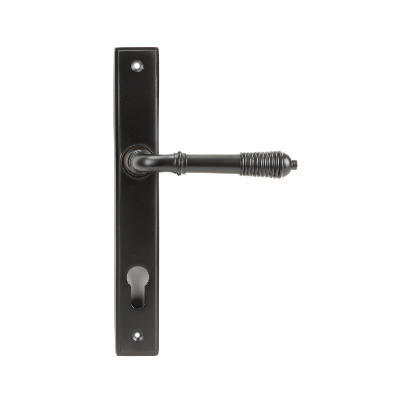 From The Anvil 83952 - Aged Bronze Reeded Slimline Lever Espag. Lock Set #finish_aged-bronze