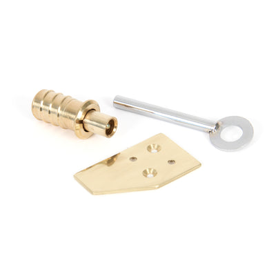 From The Anvil 90271 - Polished Brass Key-Flush Sash Stop  #finish_polished-brass