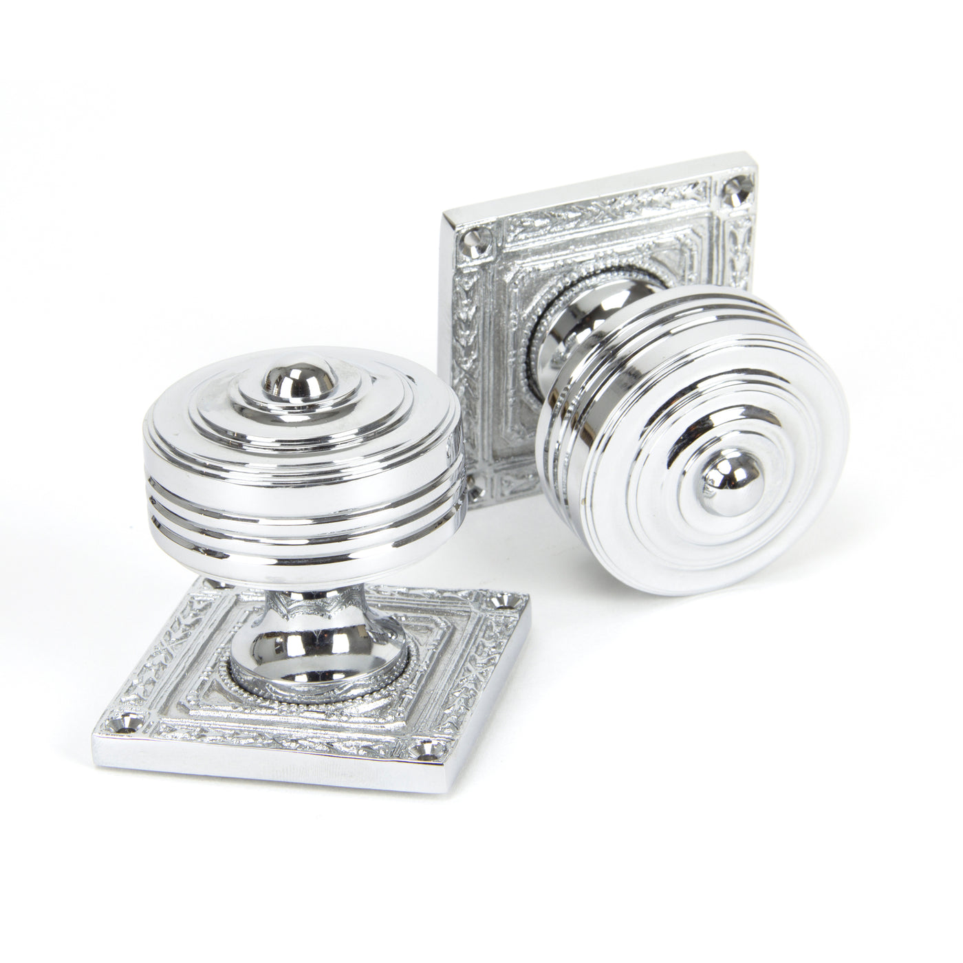 From The Anvil 90292 - Polished Chrome Tewkesbury Square Mortice Knob Set  #finish_polished-chrome