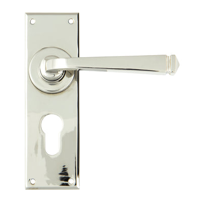 From The Anvil 90372 - Polished Nickel Avon Lever Euro Lock Set #finish_polished-nickel