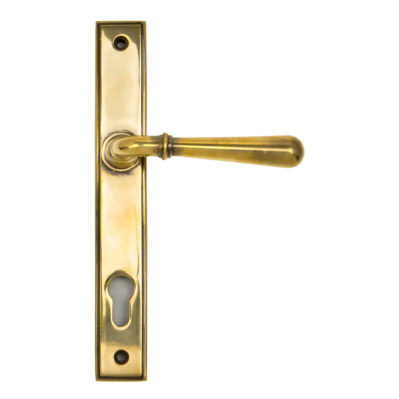 From The Anvil 91413 - Aged Brass Newbury Slimline Lever Espag. Lock Set #finish_aged-brass