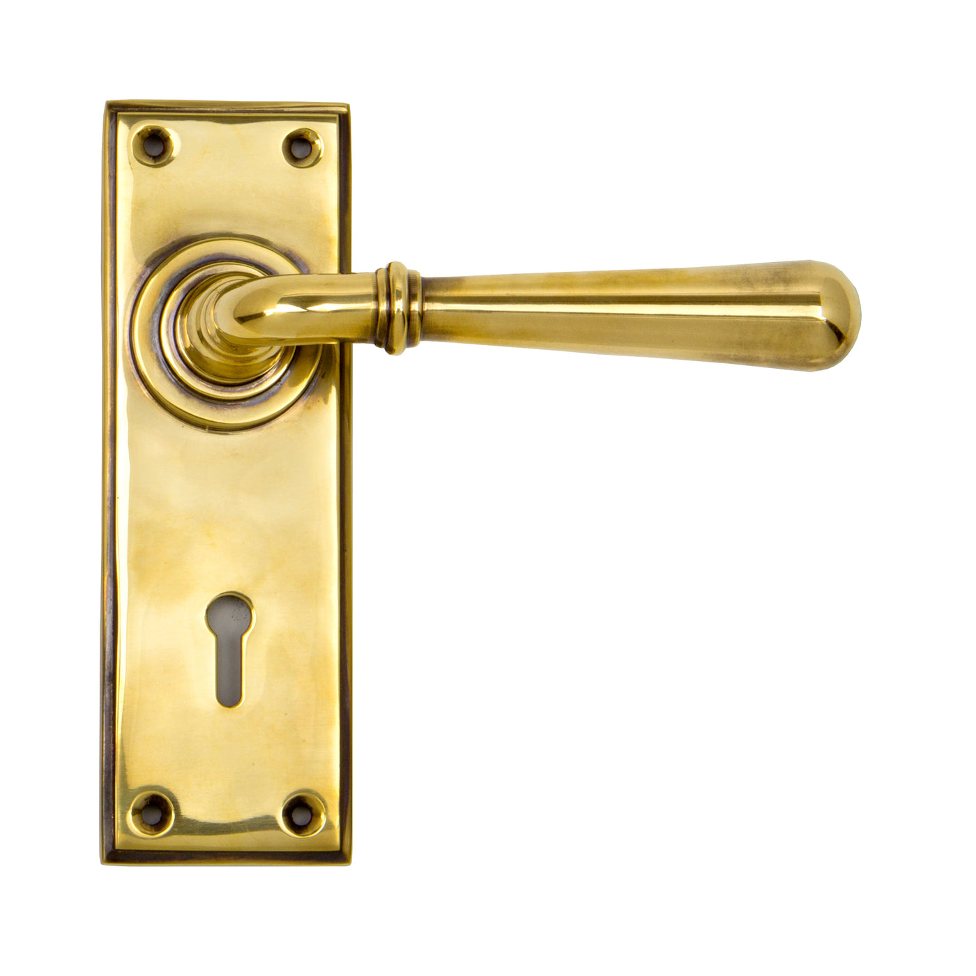 From The Anvil 91414 - Aged Brass Newbury Lever Lock Set #finish_aged-brass