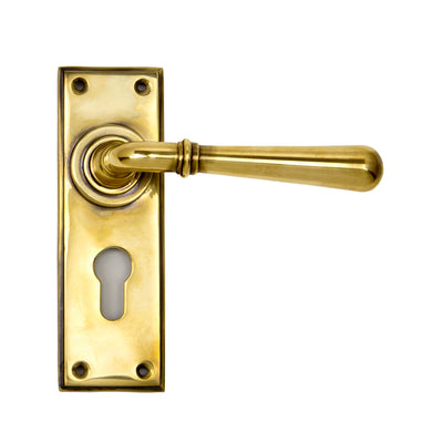 From The Anvil 91417 - Aged Brass Newbury Lever Euro Lock Set #finish_aged-brass