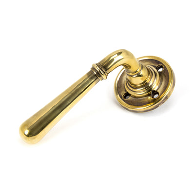 From The Anvil 91418 - Aged Brass Newbury Lever on Rose Set #finish_aged-brass