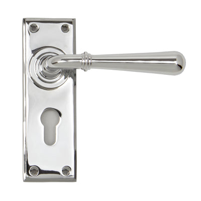 From The Anvil 91424 - Polished Chrome Newbury Lever Euro Lock Set #finish_polished-chrome