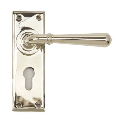 From The Anvil 91431 - Polished Nickel Newbury Lever Euro Lock Set #finish_polished-nickel