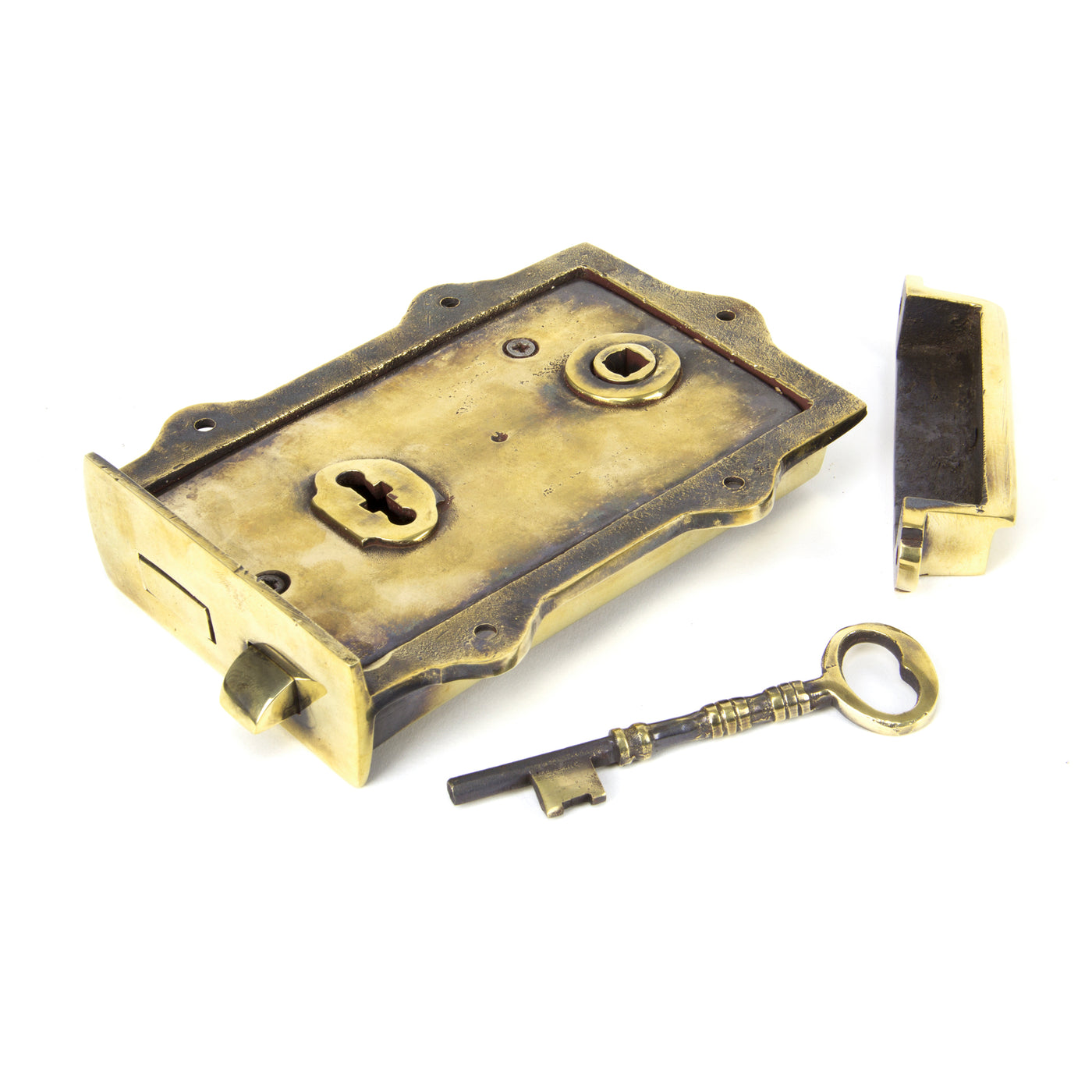 From The Anvil 91528 - Aged Brass Davenport Rim Lock #finish_aged-brass