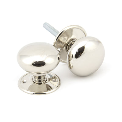 From The Anvil 91530 - Polished Nickel 57mm Mushroom Mortice/Rim Knob Set #finish_polished-nickel