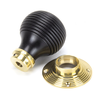 From The Anvil 91729 - Ebony & Polished Brass Beehive Mortice/Rim Knob Set #finish_ebony