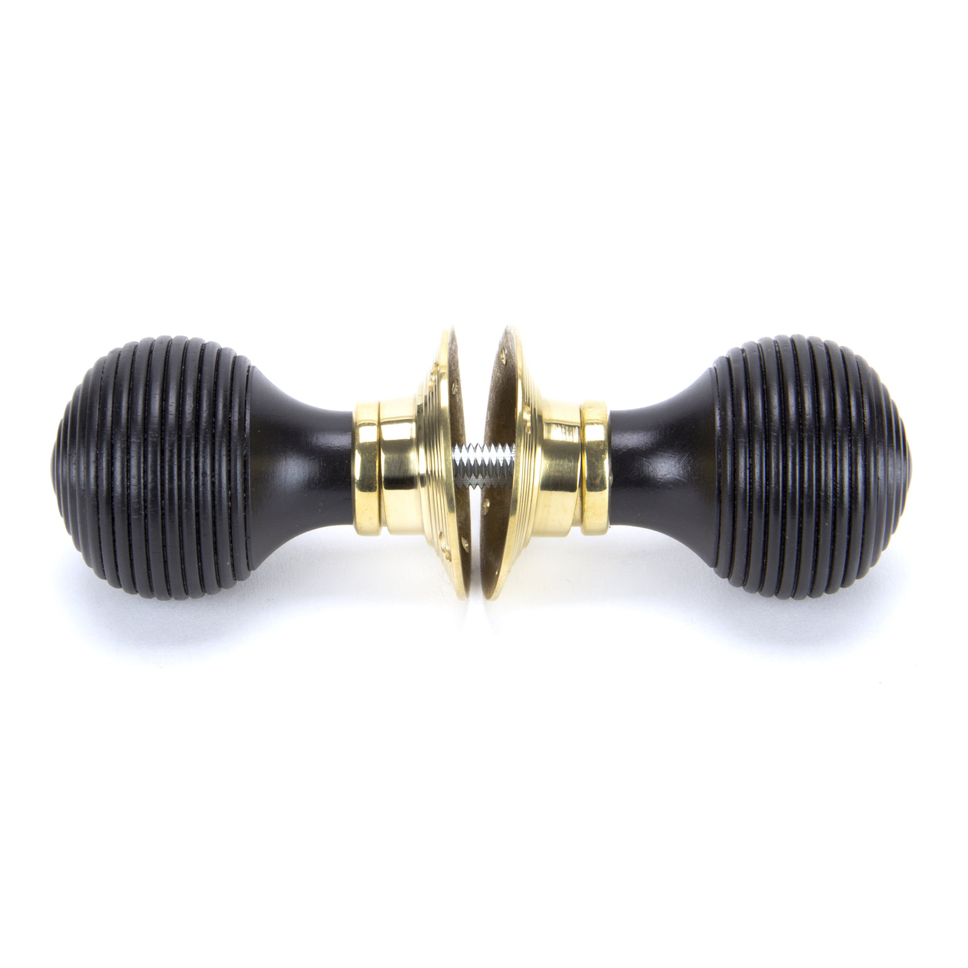 From The Anvil 91729 - Ebony & Polished Brass Beehive Mortice/Rim Knob Set #finish_ebony