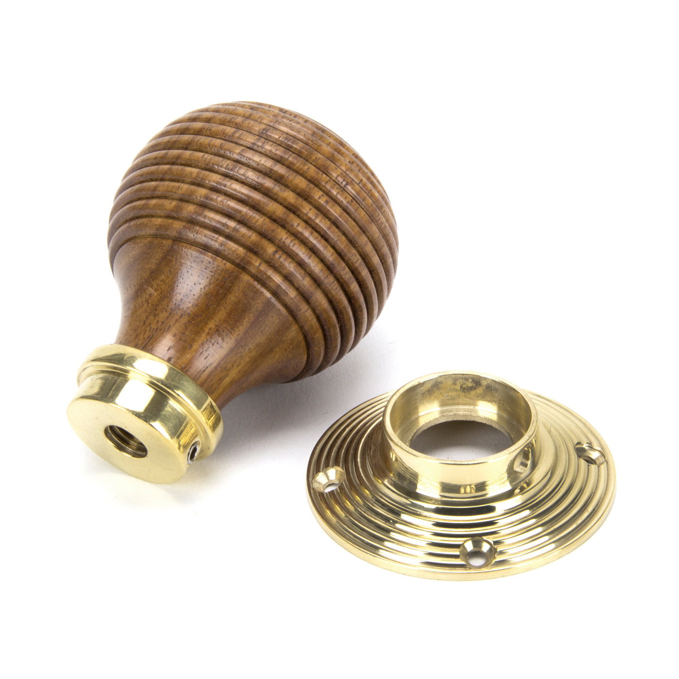 From The Anvil 91787 - Rosewood & Polished Brass Beehive Mortice/Rim Knob Set #finish_rosewood