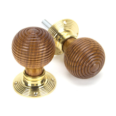 From The Anvil 91787 - Rosewood & Polished Brass Beehive Mortice/Rim Knob Set  #finish_rosewood-&-polished-brass