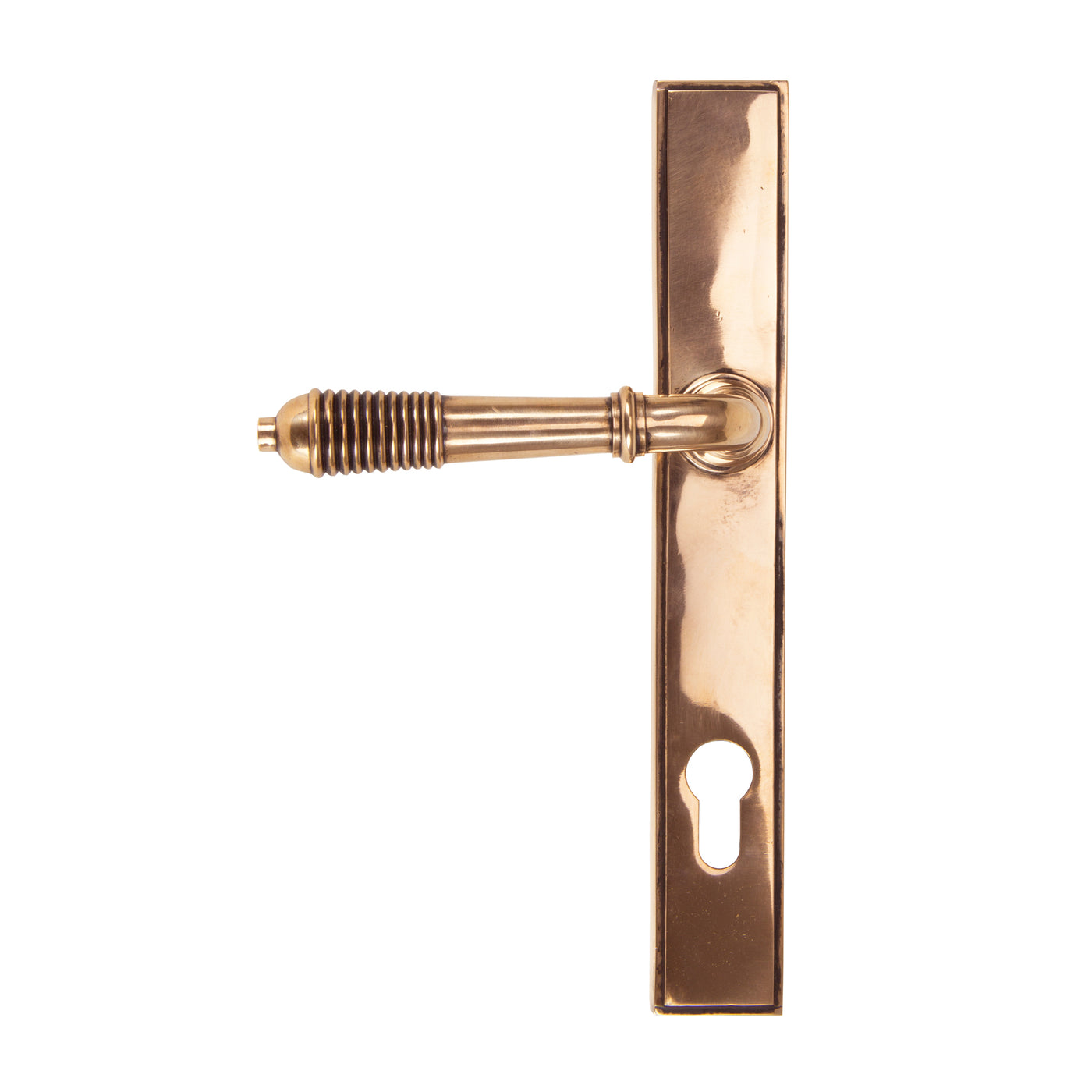 From The Anvil 91912 - Polished Bronze Reeded Slimline Lever Espag. Lock