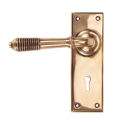 From The Anvil 91913 - Polished Bronze Reeded Lever Lock Set #finish_polished-bronze