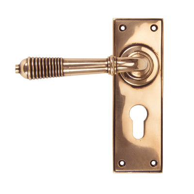 From The Anvil 91916 - Polished Bronze Reeded Lever Euro Lock Set #finish_polished-bronze