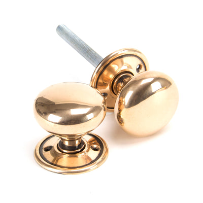 From The Anvil 91925 - Polished Bronze Mushroom Mortice/Rim Knob Set #finish_polished-bronze