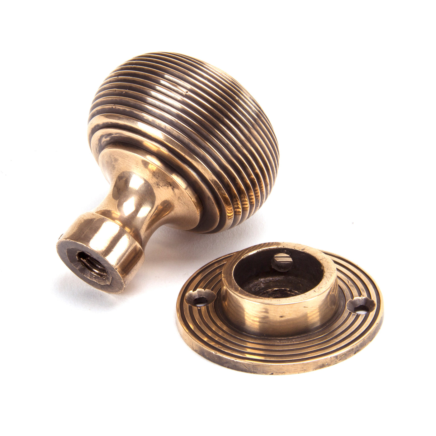 From The Anvil 91926 - Polished Bronze Heavy Beehive Mortice/Rim Knob Set #finish_polished-bronze