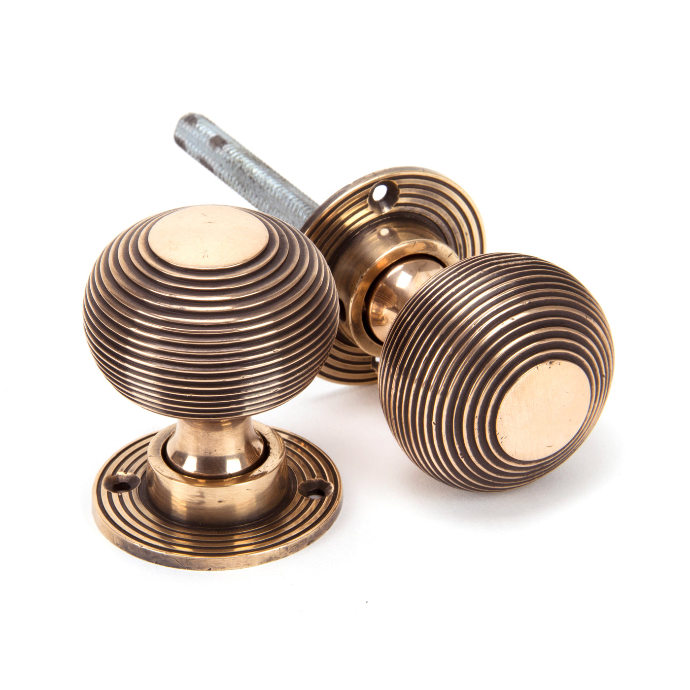 From The Anvil 91926 - Polished Bronze Heavy Beehive Mortice/Rim Knob Set  #finish_polished-bronze