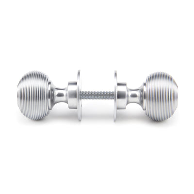 From The Anvil 91974 - Satin Chrome Heavy Beehive Mortice/Rim Knob Set #finish_satin-chrome