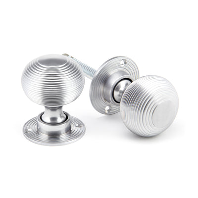 From The Anvil 91974 - Satin Chrome Heavy Beehive Mortice/Rim Knob Set  #finish_satin-chrome