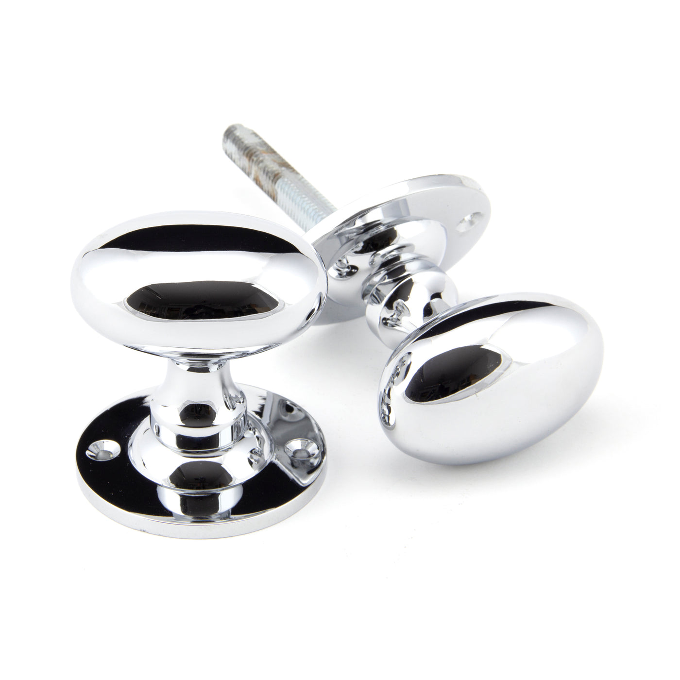 From The Anvil 91975 - Polished Chrome Oval Mortice/Rim Knob Set  #finish_polished-chrome