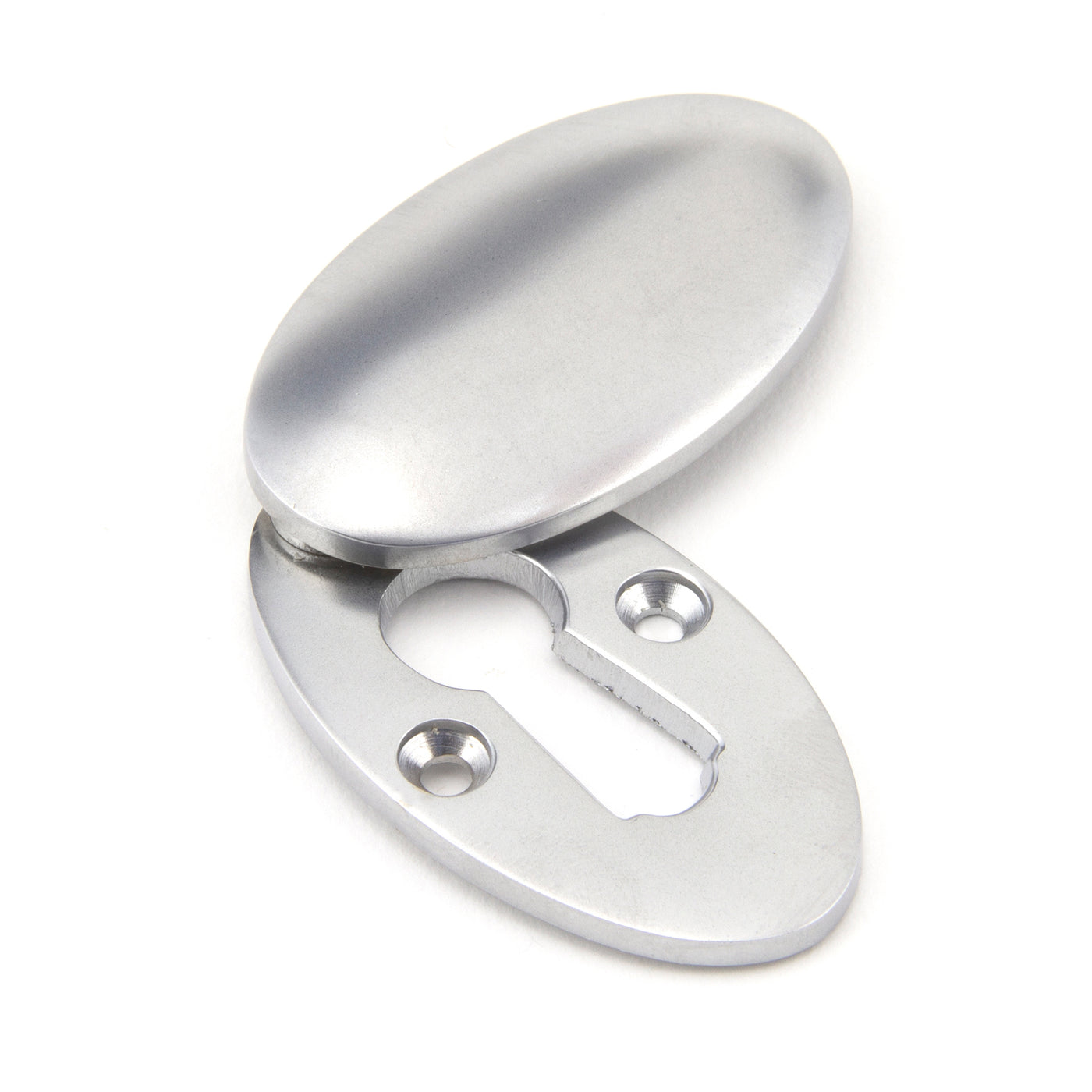 From The Anvil 91993 - Satin Chrome Oval Escutcheon & Cover  #finish_satin-chrome